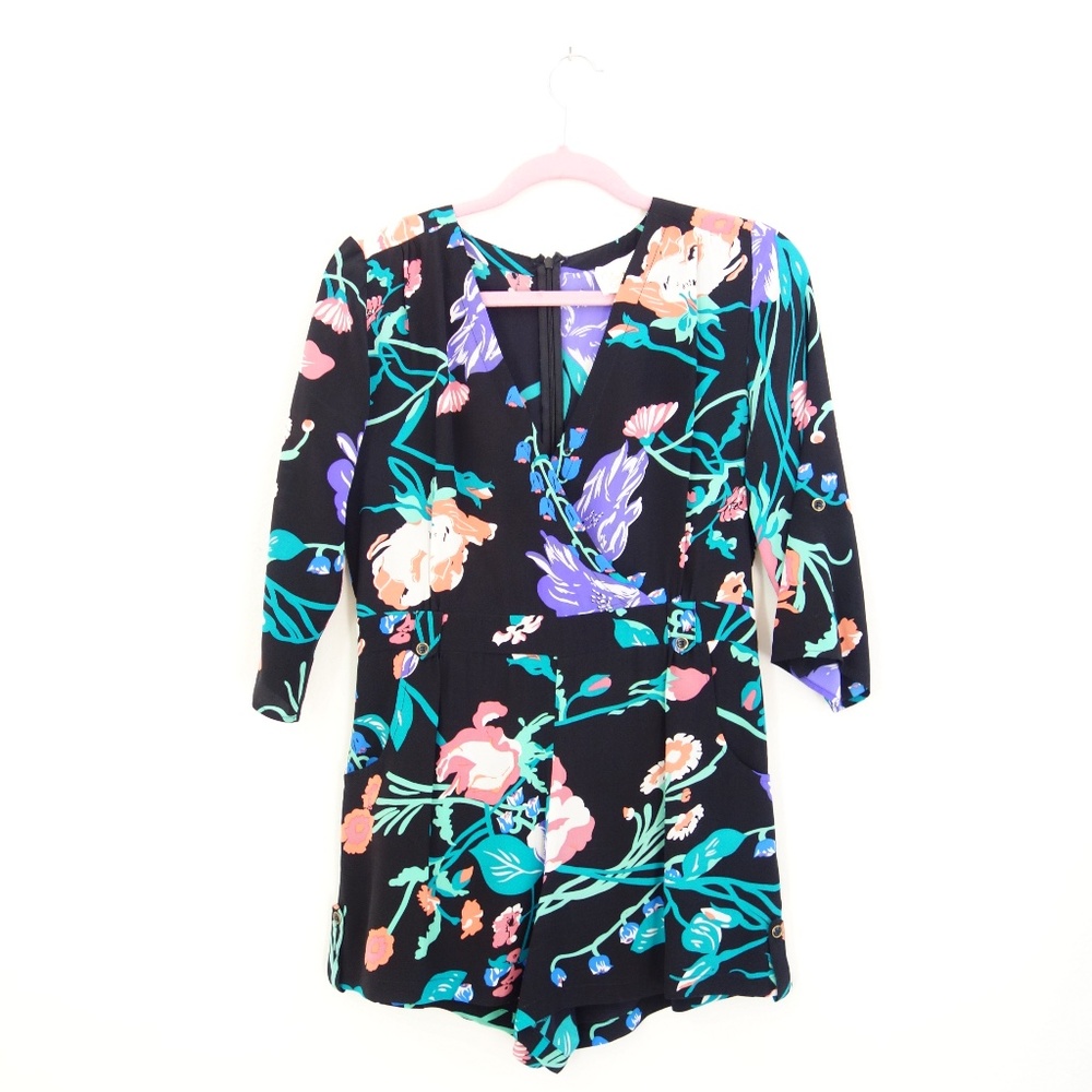 Silk Floral Romper, Size 4
